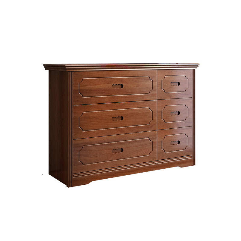 Horizontal Rubber Wood Double Dresser Modern Bedroom Storage Chest with 6 / 9 Drawers