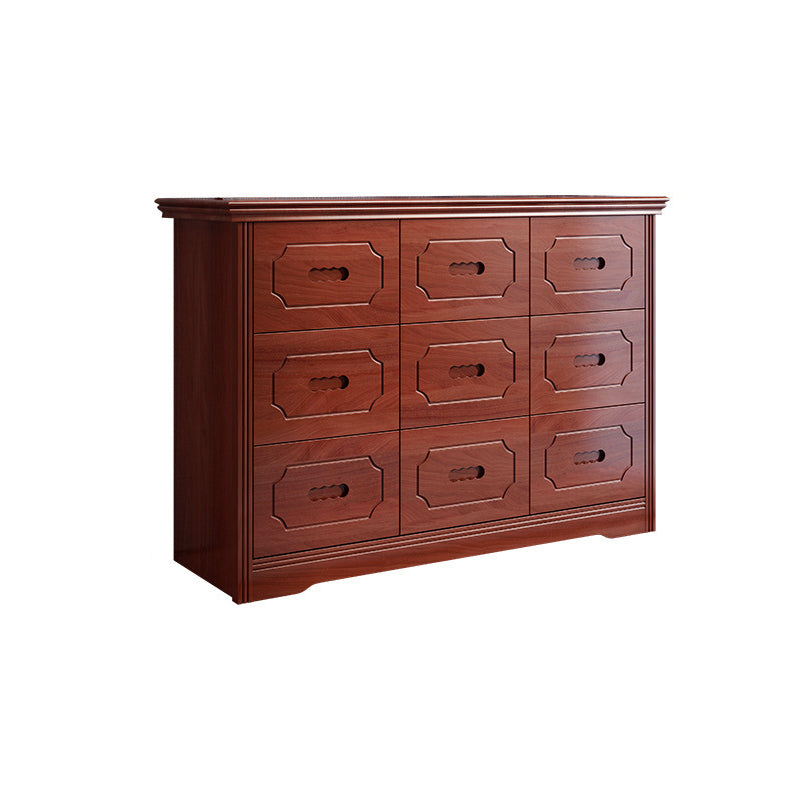Horizontal Rubber Wood Double Dresser Modern Bedroom Storage Chest with 6 / 9 Drawers