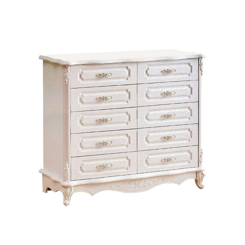 White Wood Storage Chest Dresser Modern Bedroom Storage Chest with Drawers