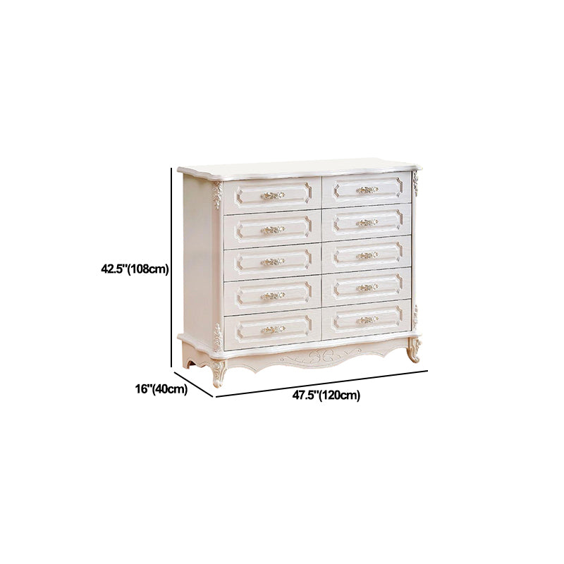 White Wood Storage Chest Dresser Modern Bedroom Storage Chest with Drawers