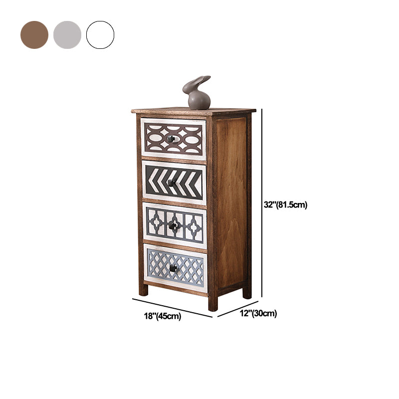 Vertical Wooden Storage Chest Dresser Traditional Lingerie Chest with Drawers