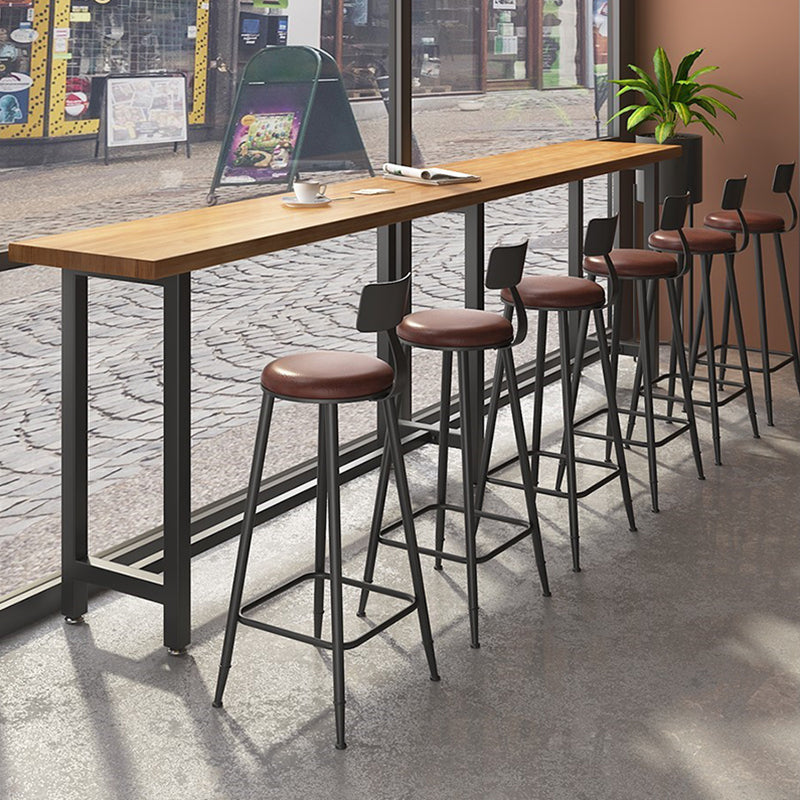 Modern 1/7 Pieces Bar Table Set Rectangle Wood Counter Table with High Stools