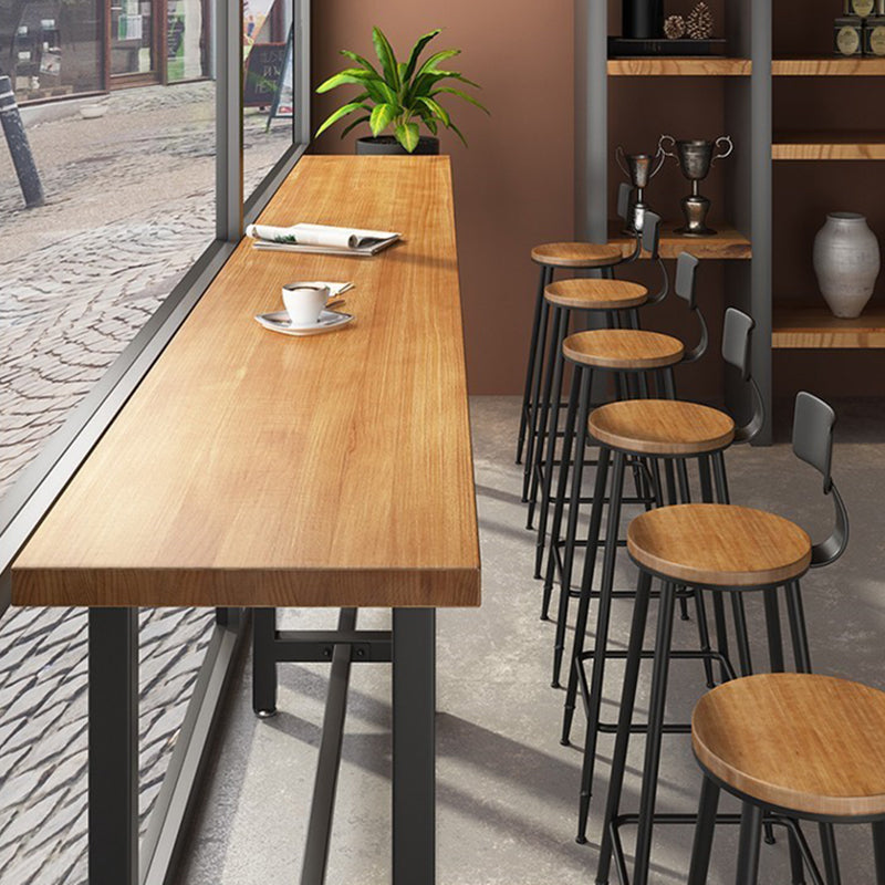Modern 1/7 Pieces Bar Table Set Rectangle Wood Counter Table with High Stools