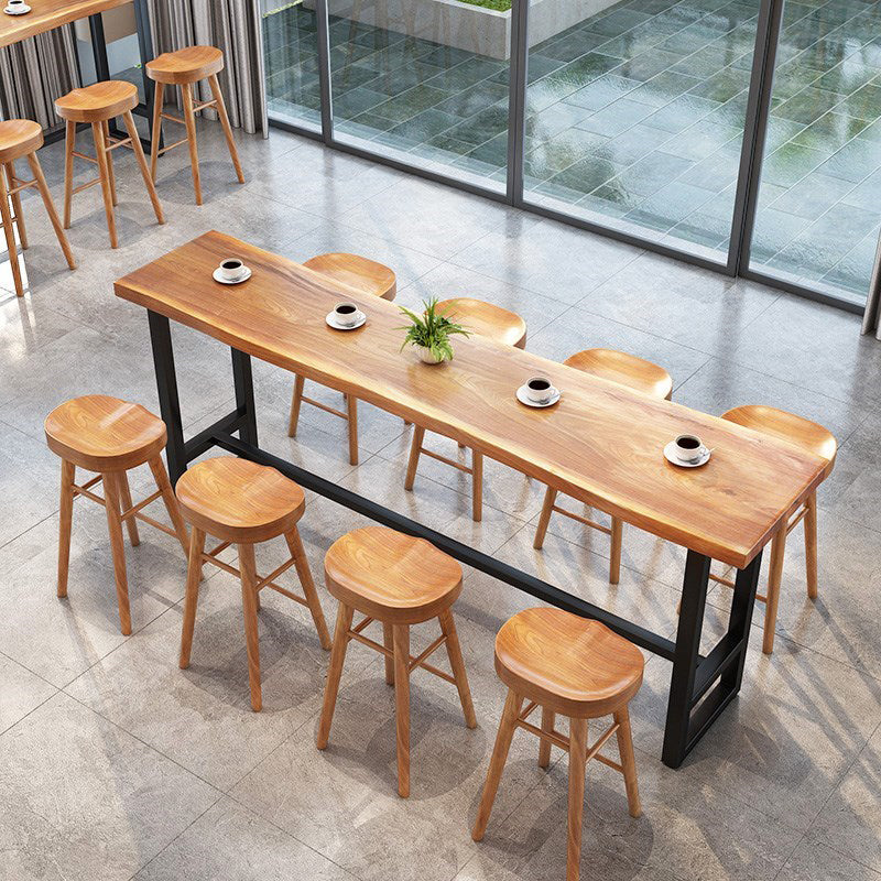 Modern 1/9 Pieces Bar Table Set Rectangle Wood Counter Table with High Stools