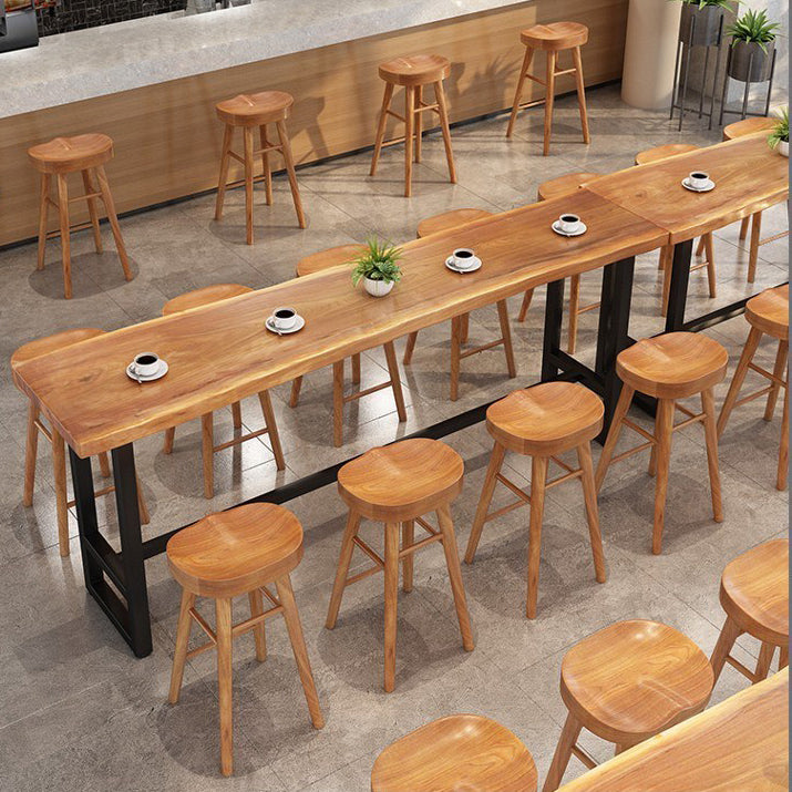 Modern 1/9 Pieces Bar Table Set Rectangle Wood Counter Table with High Stools