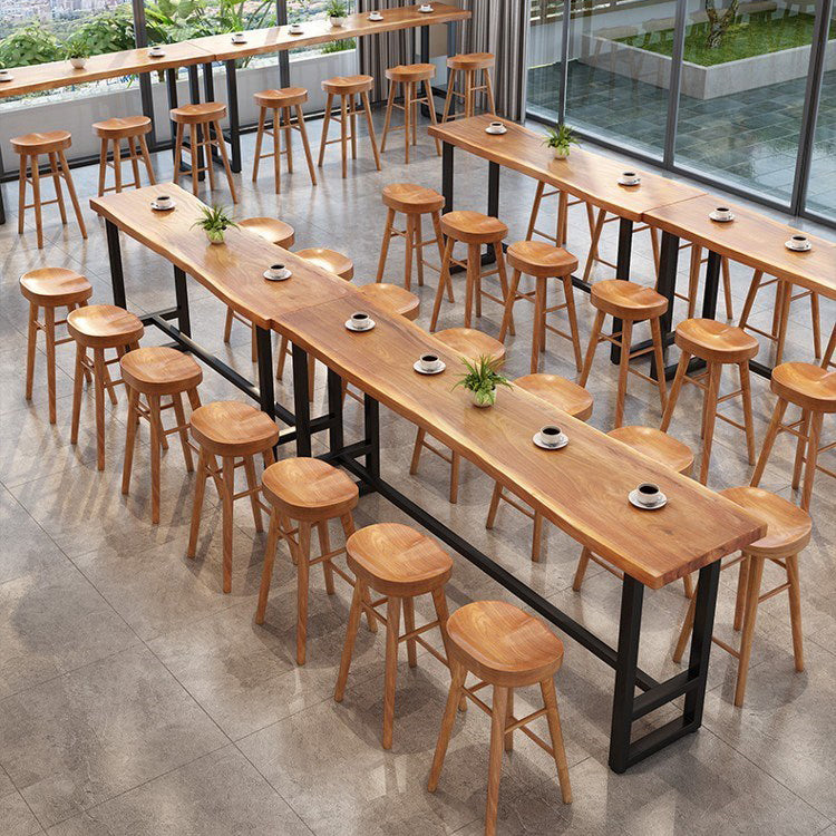 Modern 1/9 Pieces Bar Table Set Rectangle Wood Counter Table with High Stools