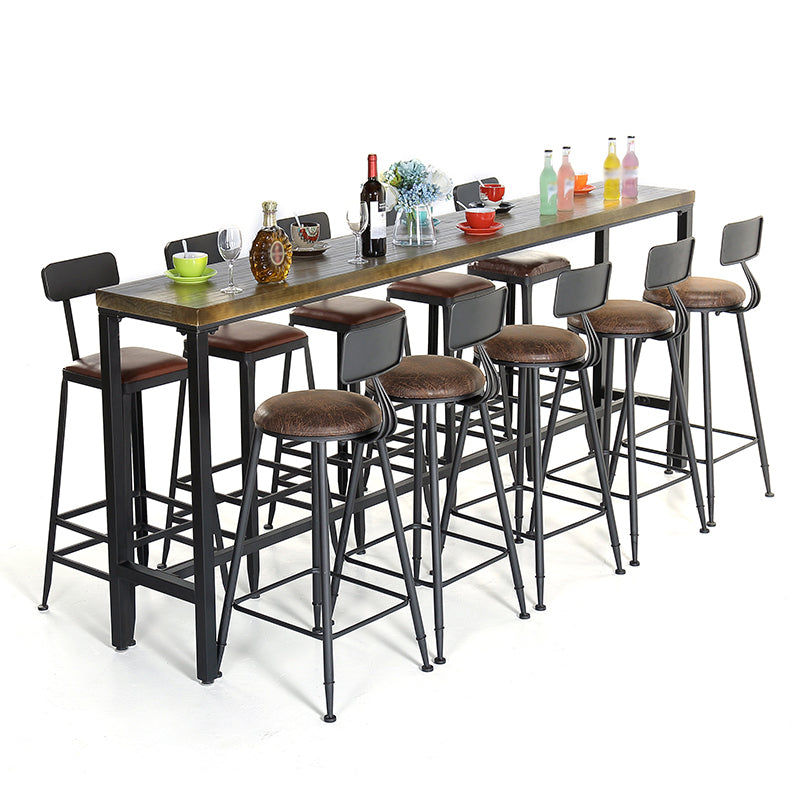 Industrial 1/6/11 Pieces Bar Table Set Rectangle Wood Counter Table with Stools