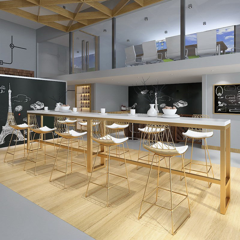 Glam 1/4/7 Pieces Bar Table Set Rectangle Pine Wood Counter Table with High Stools