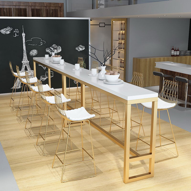 Glam 1/4/7 Pieces Bar Table Set Rectangle Pine Wood Counter Table with High Stools