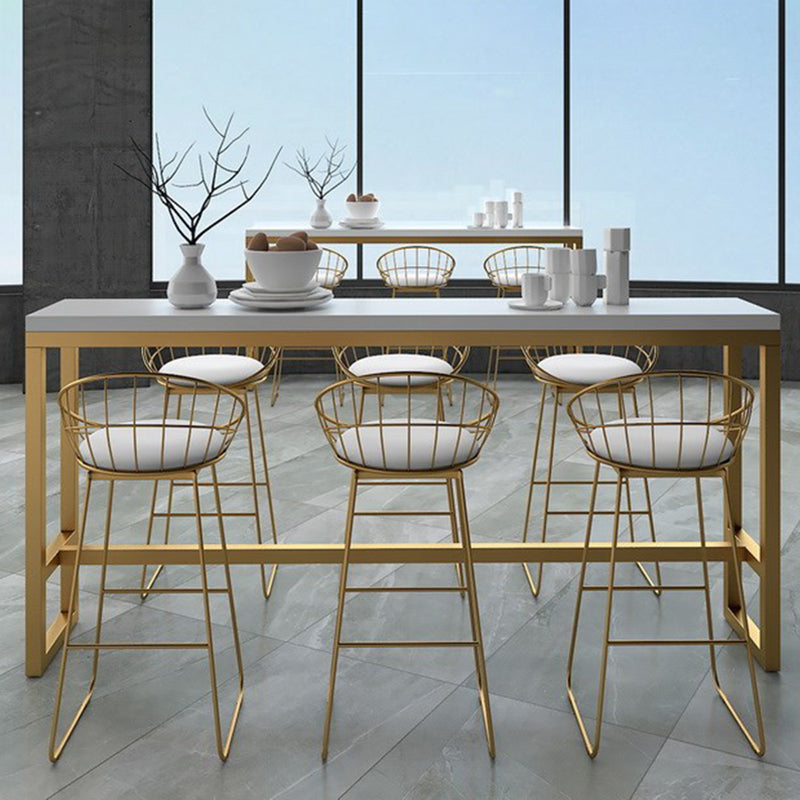 Glam 1/4/7 Pieces Bar Table Set Rectangle Pine Wood Counter Table with High Stools