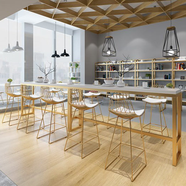 Glam 1/4/7 Pieces Bar Table Set Rectangle Pine Wood Counter Table with High Stools