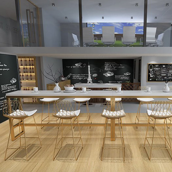 Glam 1/4/7 Pieces Bar Table Set Rectangle Pine Wood Counter Table with High Stools