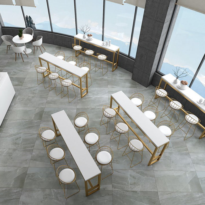 Glam 1/4/7 Pieces Bar Table Set Rectangle Pine Wood Counter Table with High Stools