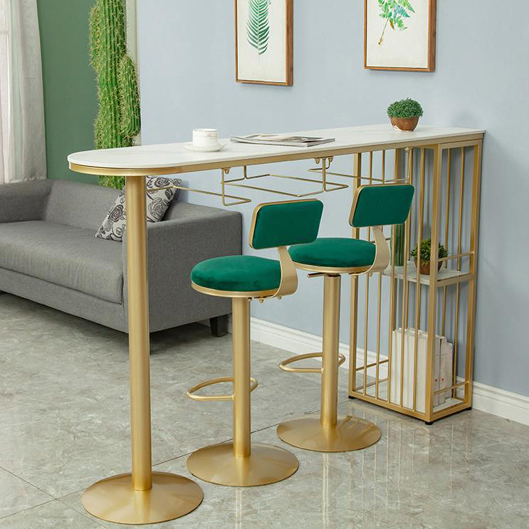 Indoor 1/2/3 Pieces Bar Table Set with Storage Glam Oval Table and Stools