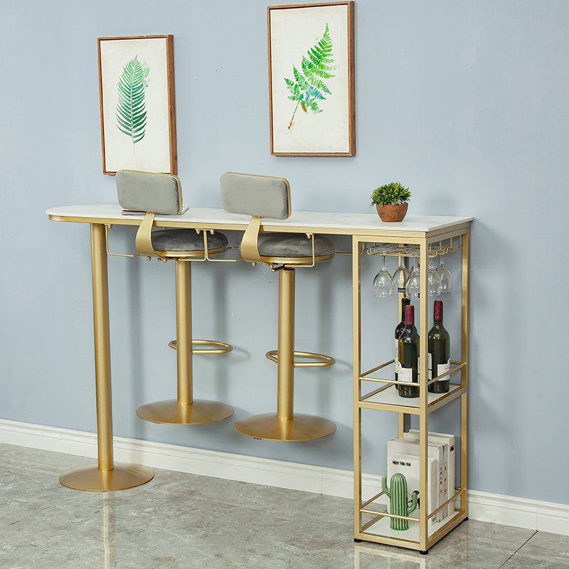 Indoor 1/2/3 Pieces Bar Table Set with Storage Glam Oval Table and Stools