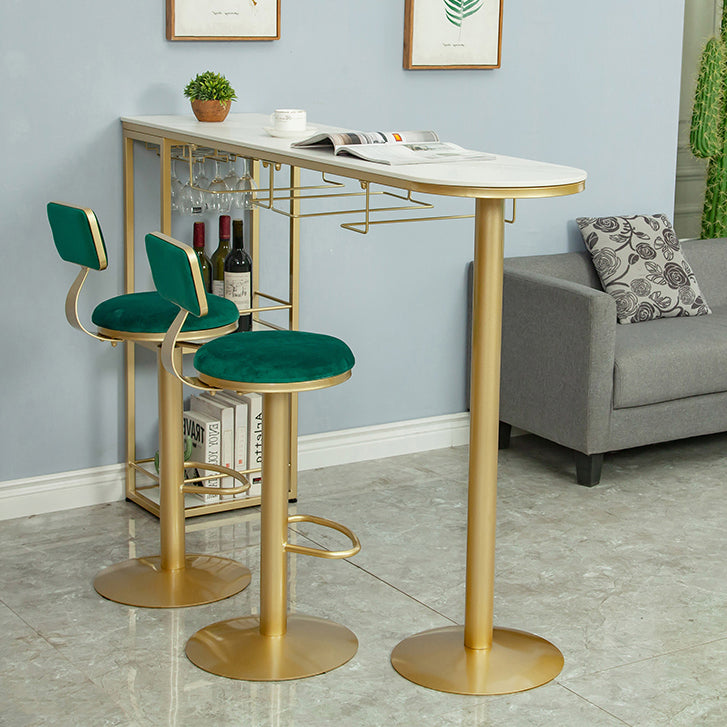 Indoor 1/2/3 Pieces Bar Table Set with Storage Glam Oval Table and Stools