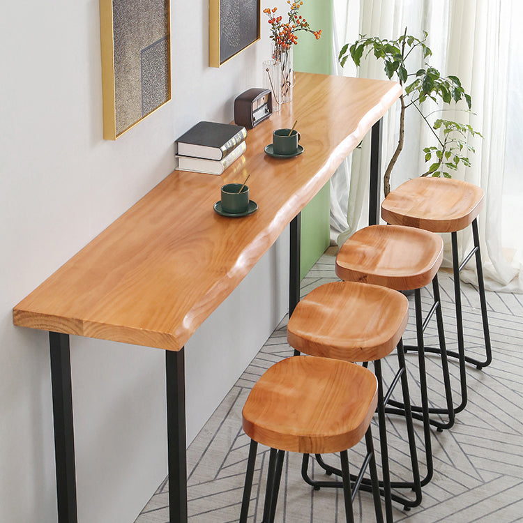 Modern Bar Set 1/2/5 Pcs Solid Wood Top Bar Table with Footrest Bar Stools