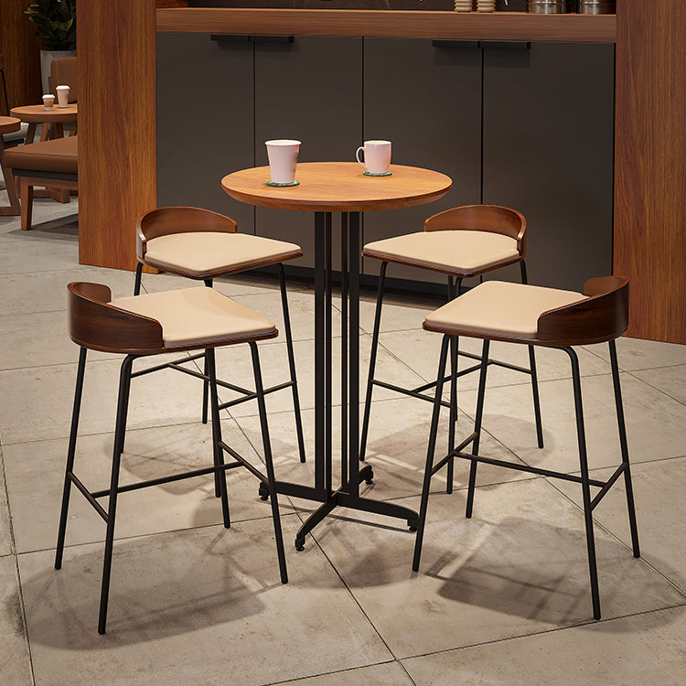 Modern Wood Bar Table Set 1/5 Pieces Counter Table with Upholstered Stools