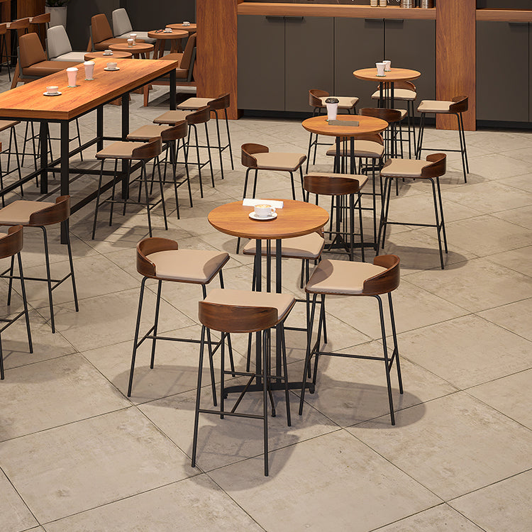 Modern Wood Bar Table Set 1/5 Pieces Counter Table with Upholstered Stools