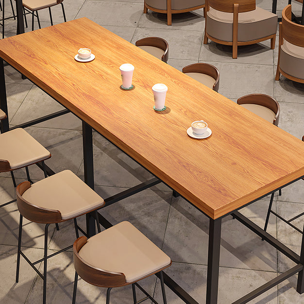 Modern Wood Bar Table Set 1/5 Pieces Counter Table with Upholstered Stools