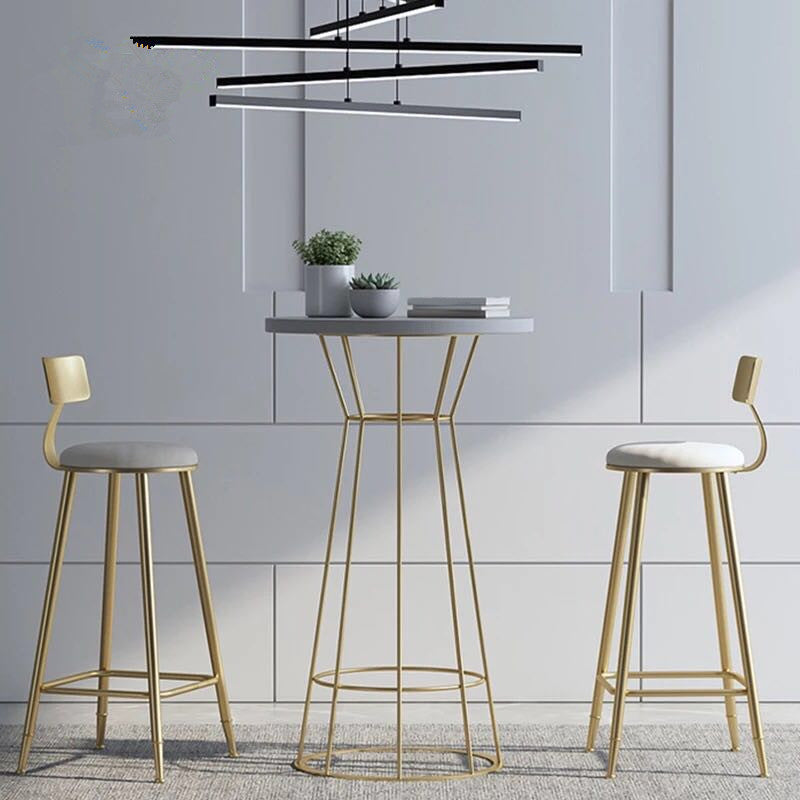 Modern Round Bar Stool and Table Set 1/2/3 Pieces Metal and Wood Pub Set