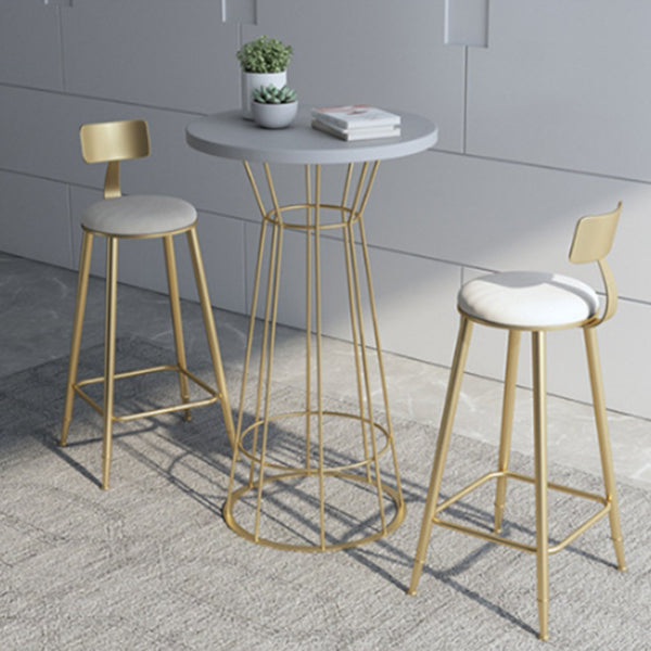 Modern Round Bar Stool and Table Set 1/2/3 Pieces Metal and Wood Pub Set