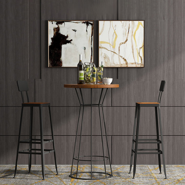 Modern Round Bar Stool and Table Set 1/2/3 Pieces Metal and Wood Pub Set