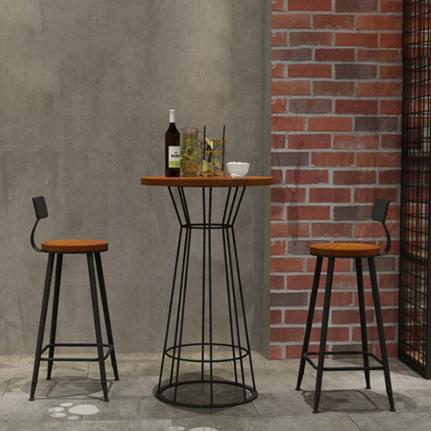 Modern Round Bar Stool and Table Set 1/2/3 Pieces Metal and Wood Pub Set