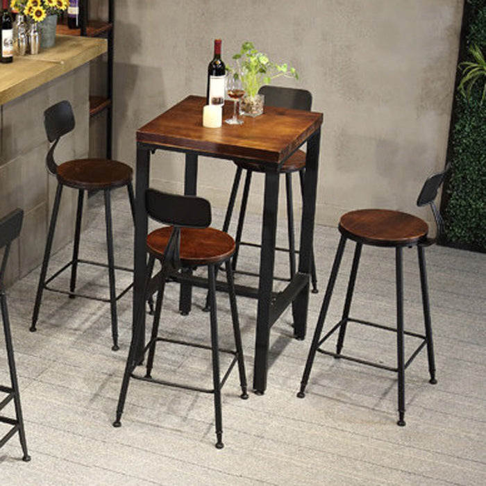 Industrial Bar Set 1/2/3/5 Pcs Metal Bar Stools and Solid Wood Top Bar Table