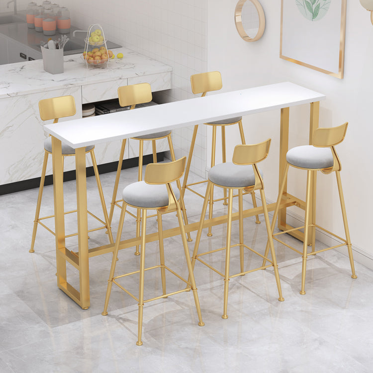 Glam 1/4/7 Pieces Bar Table Set Rectangle Wood Counter Table with High Stools