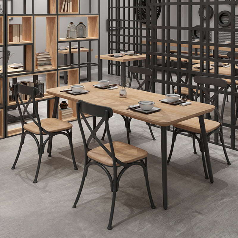 Industrial Dining Table Set 1/2/5 Pcs Solid Wood Top Dining Table and Chairs