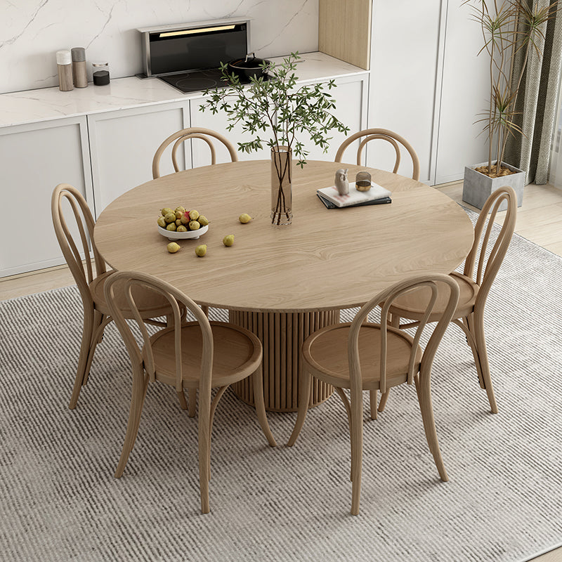 Solid Wood Dining Table Set 1/4/7 Pcs Round Table with Side Chairs