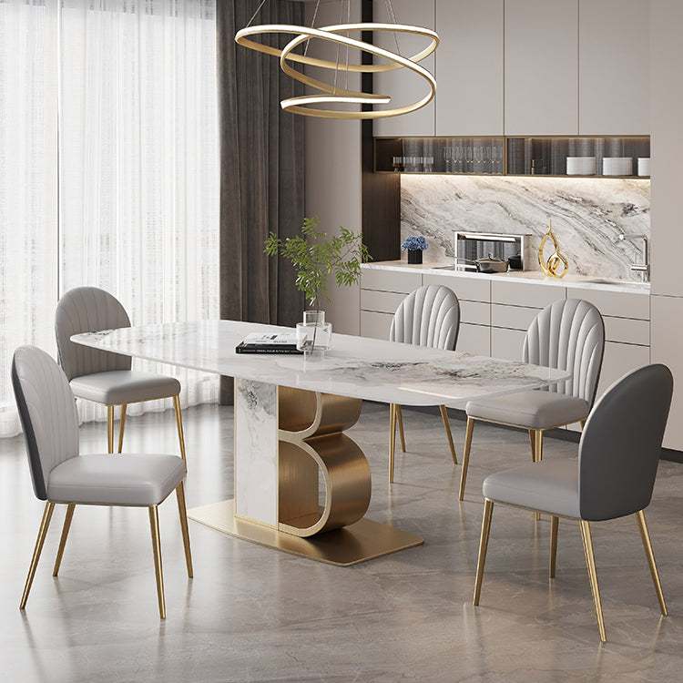 Minimalist Dining Set 1/4/5/6/7 Pcs Sintered Stone Dining Table with Upholstered Chairs