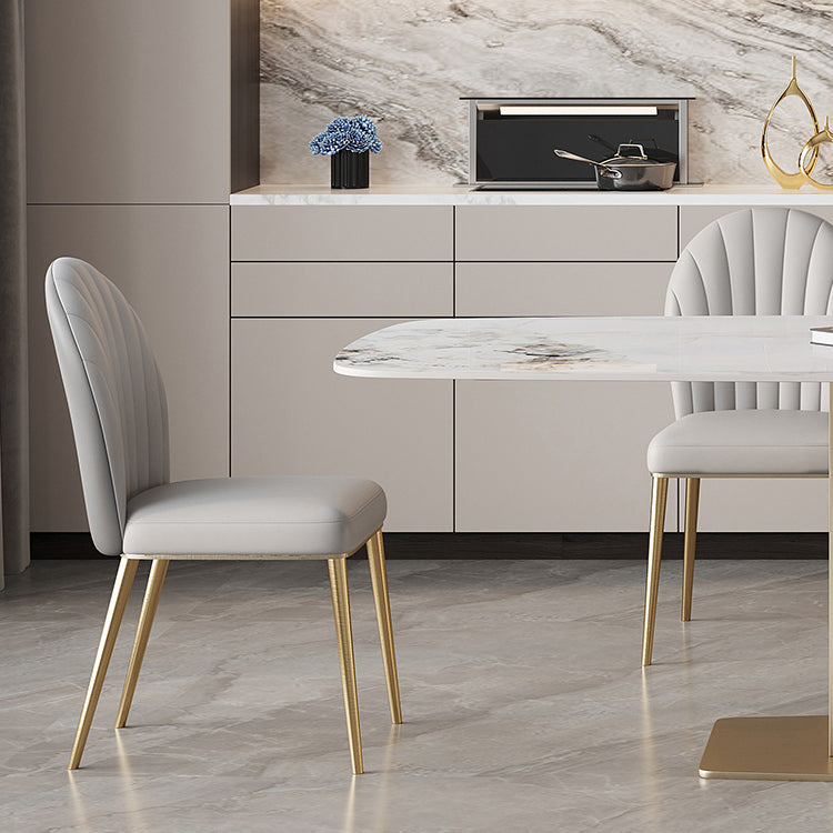 Minimalist Dining Set 1/4/5/6/7 Pcs Sintered Stone Dining Table with Upholstered Chairs