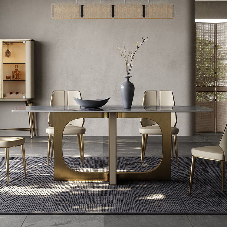 Designer Style Sintered Stone Dining Set Rectangle 1/2/3/5/6 Pieces Dining Room Table Set