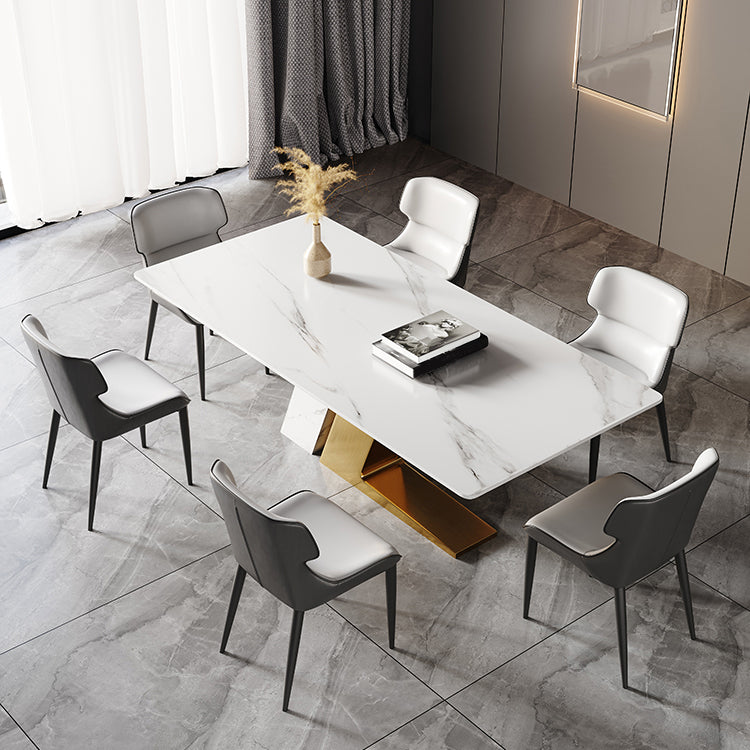 Glam Dining Table Set 1/4/5/7 Pcs Rectangle Dining Table with Wingback Chairs