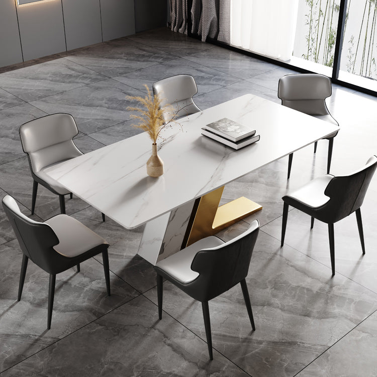 Glam Dining Table Set 1/4/5/7 Pcs Rectangle Dining Table with Wingback Chairs