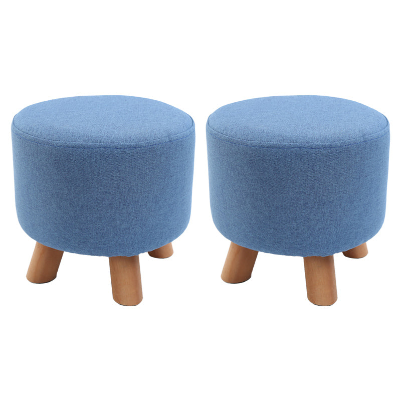 Trendy Cotton Blend Ottoman Plain Round Indoor Footstool Ottoman