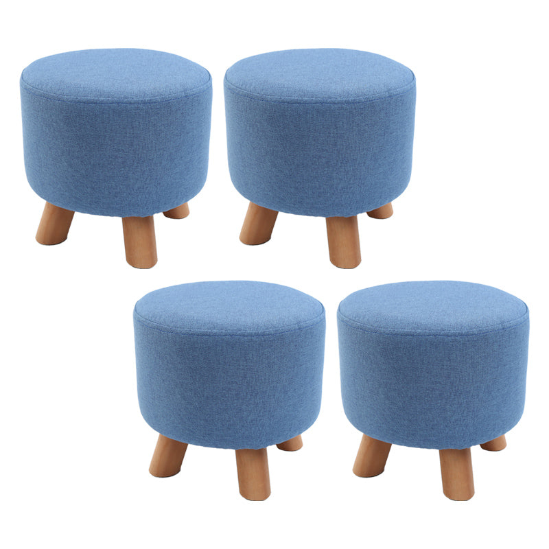 Trendy Cotton Blend Ottoman Plain Round Indoor Footstool Ottoman