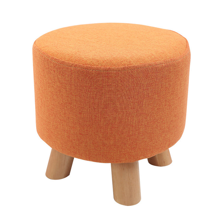Trendy Cotton Blend Ottoman Plain Round Indoor Footstool Ottoman