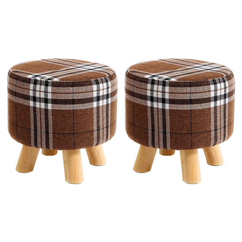 Trendy Cotton Blend Ottoman Plain Round Indoor Footstool Ottoman