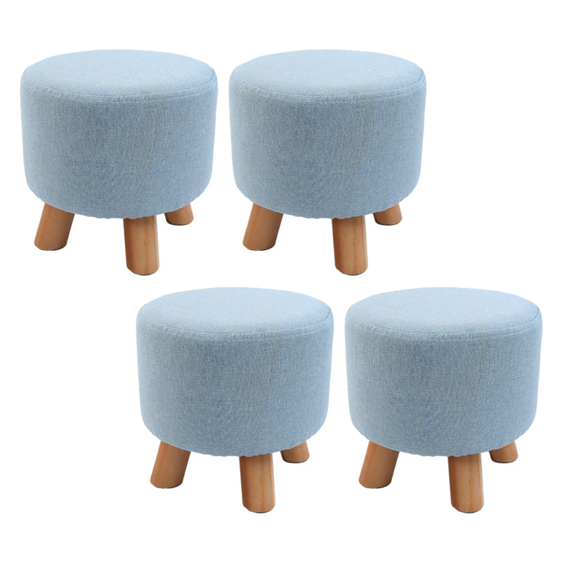 Trendy Cotton Blend Ottoman Plain Round Indoor Footstool Ottoman