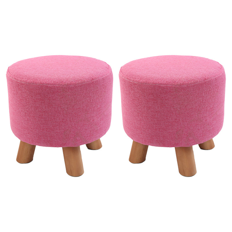 Trendy Cotton Blend Ottoman Plain Round Indoor Footstool Ottoman