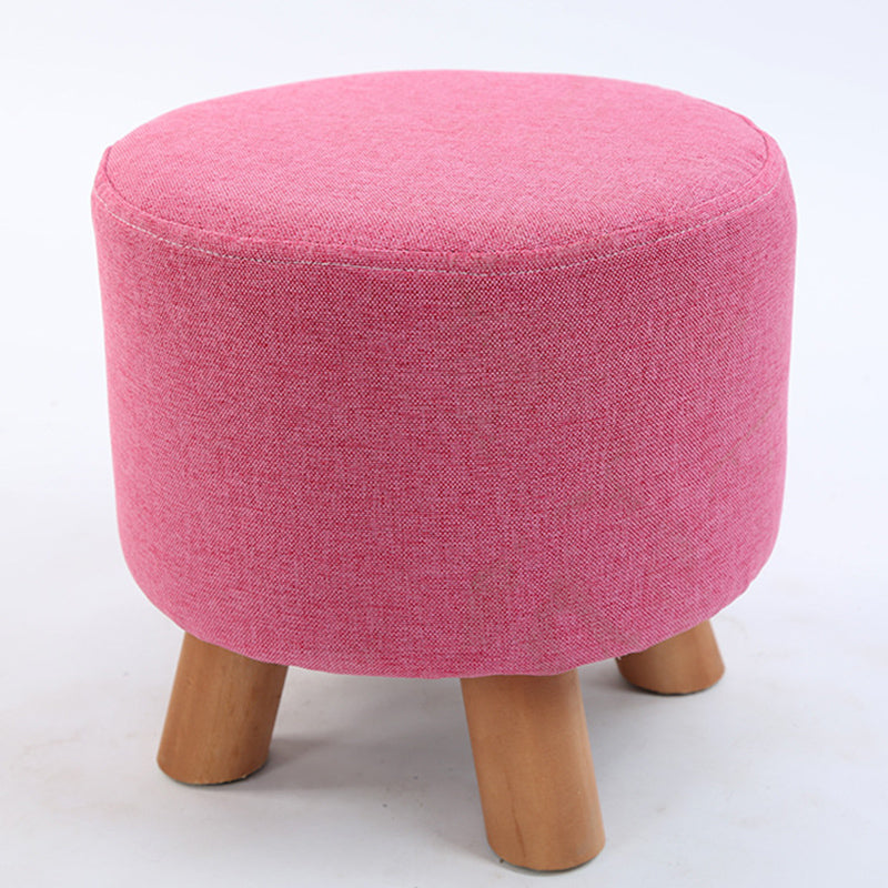 Trendy Cotton Blend Ottoman Plain Round Indoor Footstool Ottoman