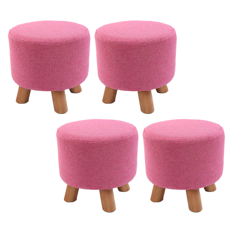 Trendy Cotton Blend Ottoman Plain Round Indoor Footstool Ottoman