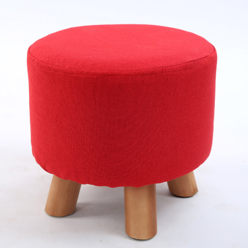Trendy Cotton Blend Ottoman Plain Round Indoor Footstool Ottoman
