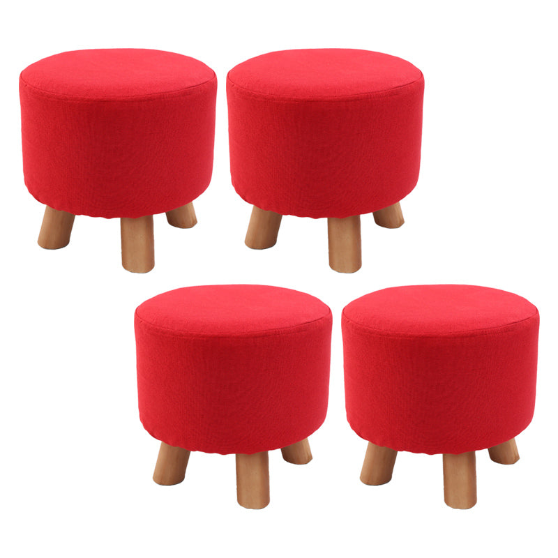 Trendy Cotton Blend Ottoman Plain Round Indoor Footstool Ottoman