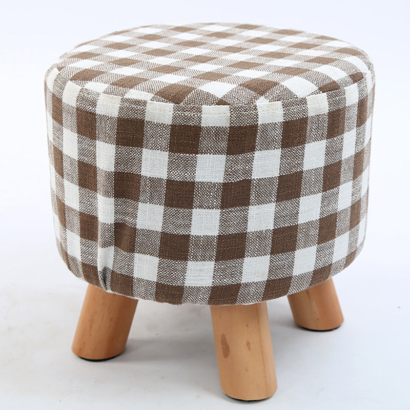 Trendy Cotton Blend Ottoman Plain Round Indoor Footstool Ottoman