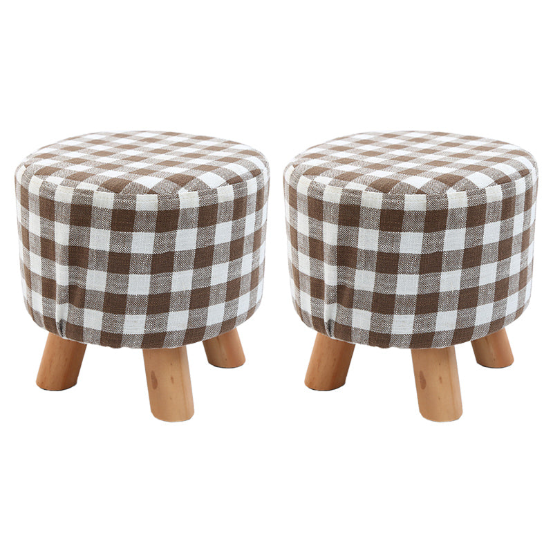 Trendy Cotton Blend Ottoman Plain Round Indoor Footstool Ottoman