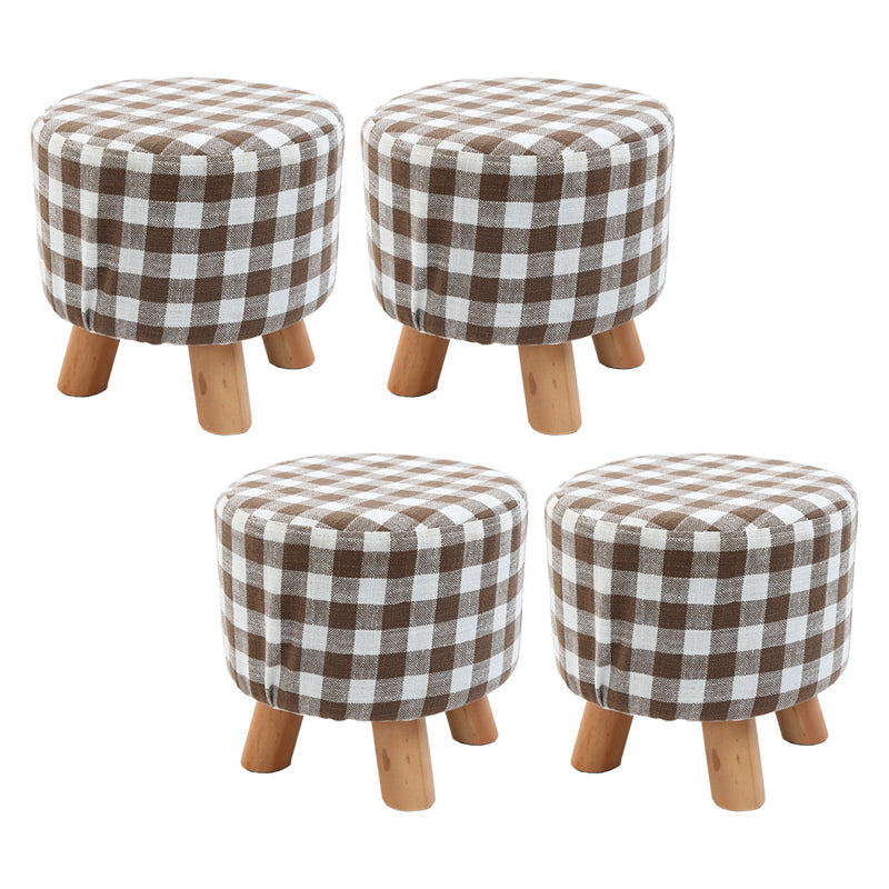 Trendy Cotton Blend Ottoman Plain Round Indoor Footstool Ottoman